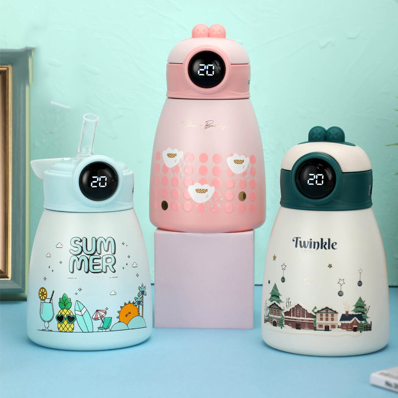 316不銹鋼智能顯溫學生兒童保溫杯現貨新品大肚杯子